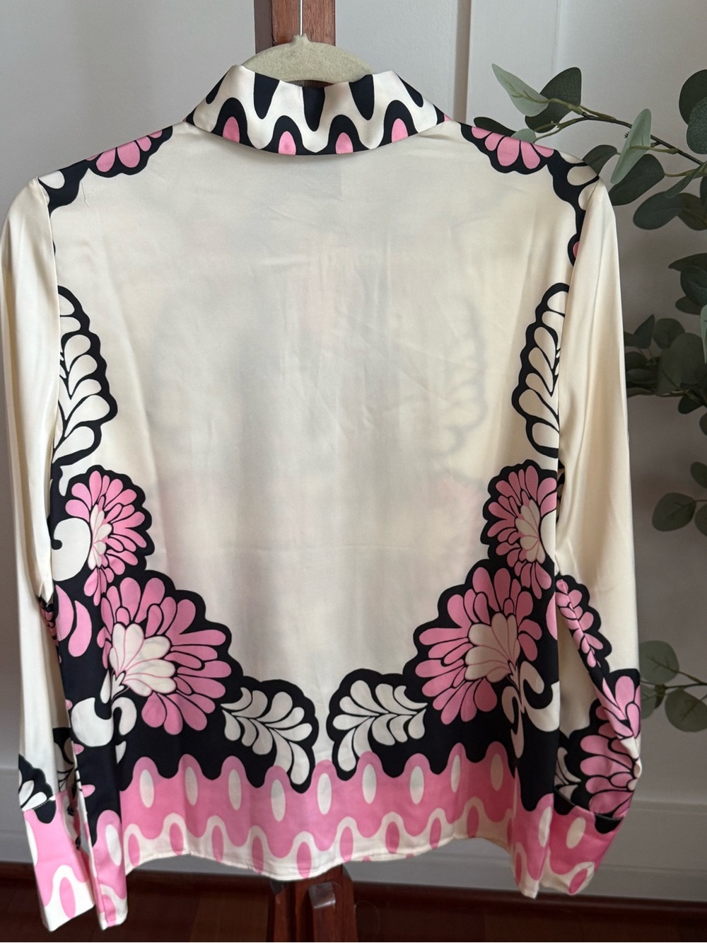 Rachel Zoe Cream, Pink & Black Floral Button-Front Shirt - Picture 2 of 5